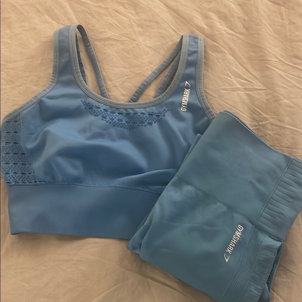 Gymshark Blue Sports Bra and Leggings Set